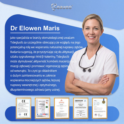 🦷 Pożegnaj nadwrażliwość i dyskomfort! 𝐂𝐨𝐚𝐮𝐨𝐨® paski oralne z Tideglusib – szybka regeneracja zębów i dziąseł 😊