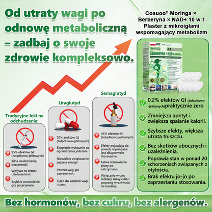 𝐂𝐨𝐚𝐮𝐨𝐨® Moringa × Berberyna × AMPK 10-w-1 Wsparcie metaboliczne, plaster z nanotechnologią mikroigłową  (Wystarczy raz dziennie, widoczne efekty w 7 dni) ✅ Na otyłość, wiotką skórę, cukrzycę, bezdech senny, problemy ze stawami i wiele innych ✨