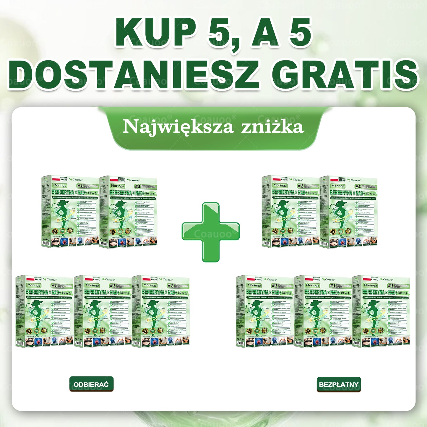 𝐂𝐨𝐚𝐮𝐨𝐨® Moringa × Berberyna × AMPK 10-w-1 Wsparcie metaboliczne, plaster z nanotechnologią mikroigłową  (Wystarczy raz dziennie, widoczne efekty w 7 dni) ✅ Na otyłość, wiotką skórę, cukrzycę, bezdech senny, problemy ze stawami i wiele innych 🔥
