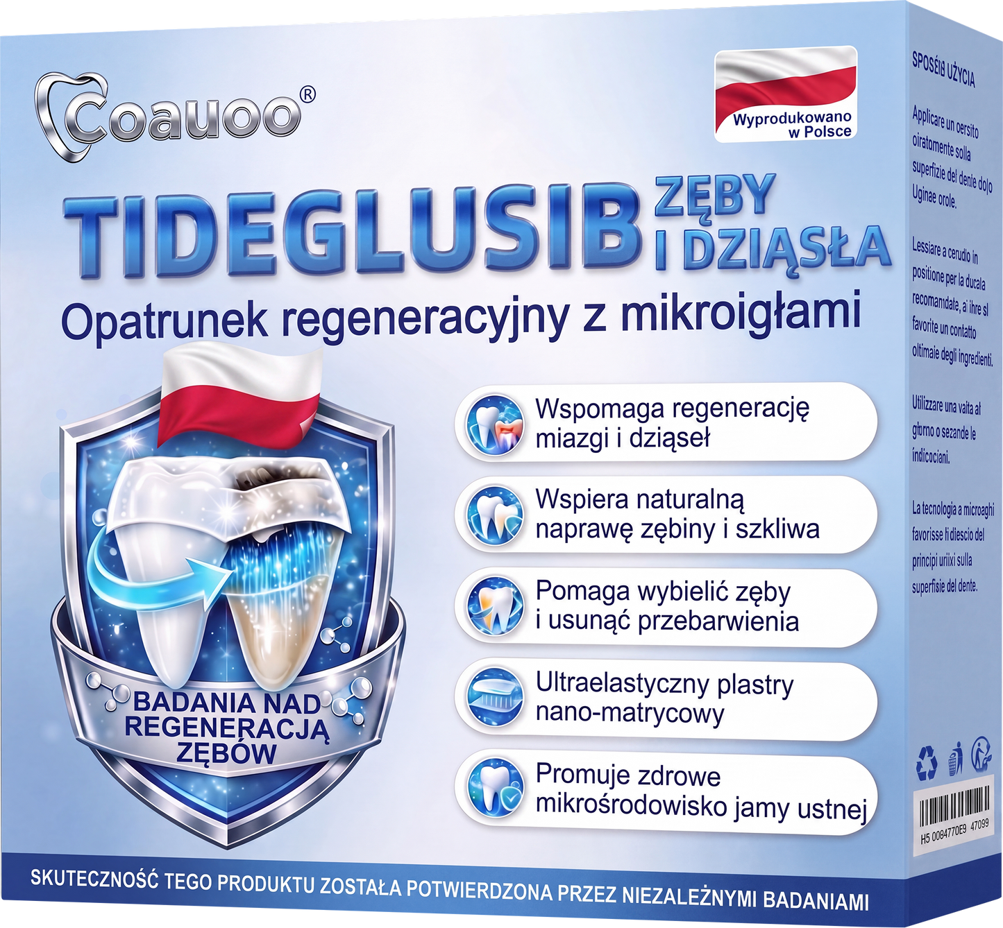 🦷 Pożegnaj nadwrażliwość i dyskomfort! 𝐂𝐨𝐚𝐮𝐨𝐨® paski oralne z Tideglusib – szybka regeneracja zębów i dziąseł 😊