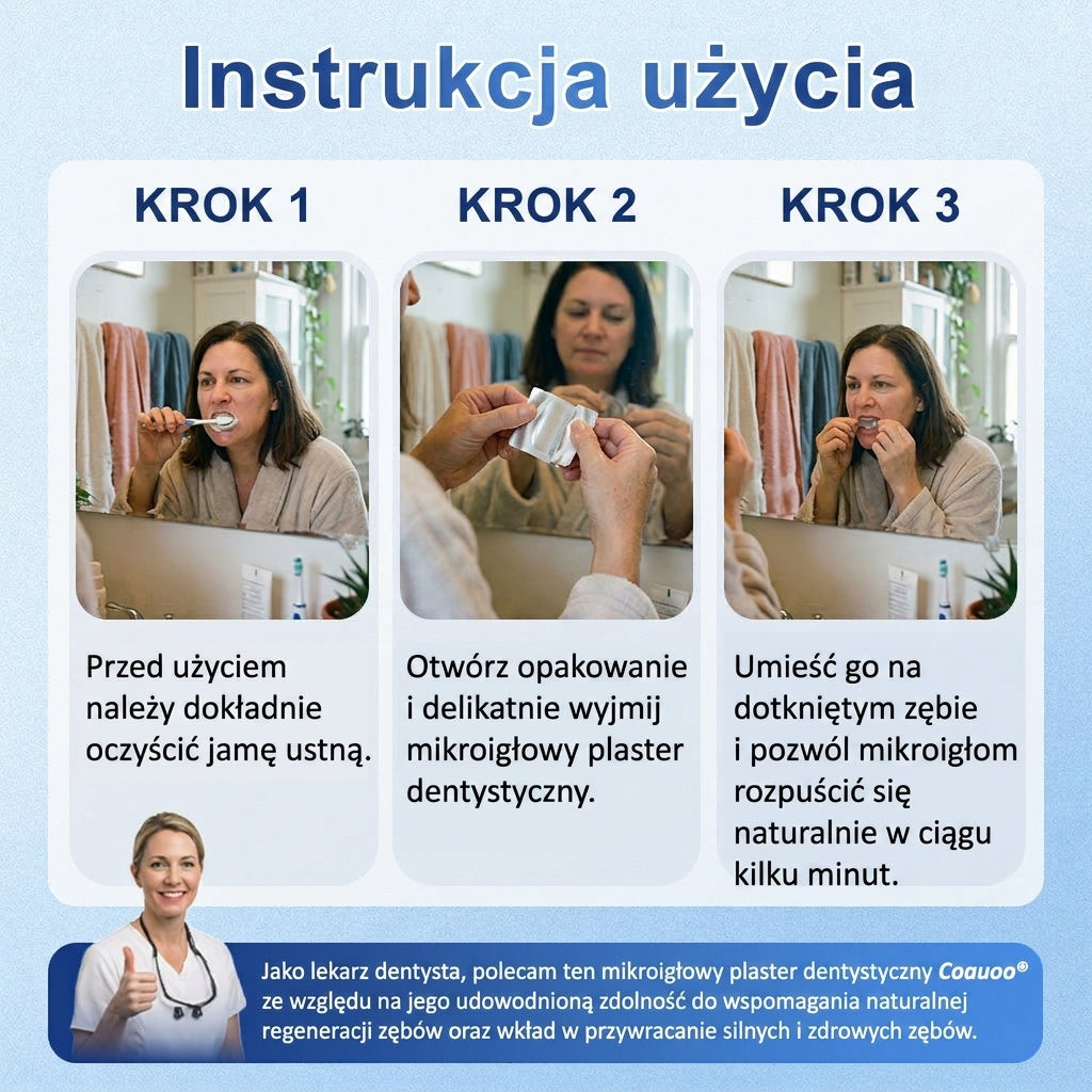 🦷 Pożegnaj nadwrażliwość i dyskomfort! 𝐂𝐨𝐚𝐮𝐨𝐨® paski oralne z Tideglusib – szybka regeneracja zębów i dziąseł 😊
