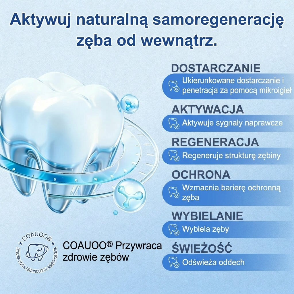 🦷 Pożegnaj nadwrażliwość i dyskomfort! 𝐂𝐨𝐚𝐮𝐨𝐨® paski oralne z Tideglusib – szybka regeneracja zębów i dziąseł 😊